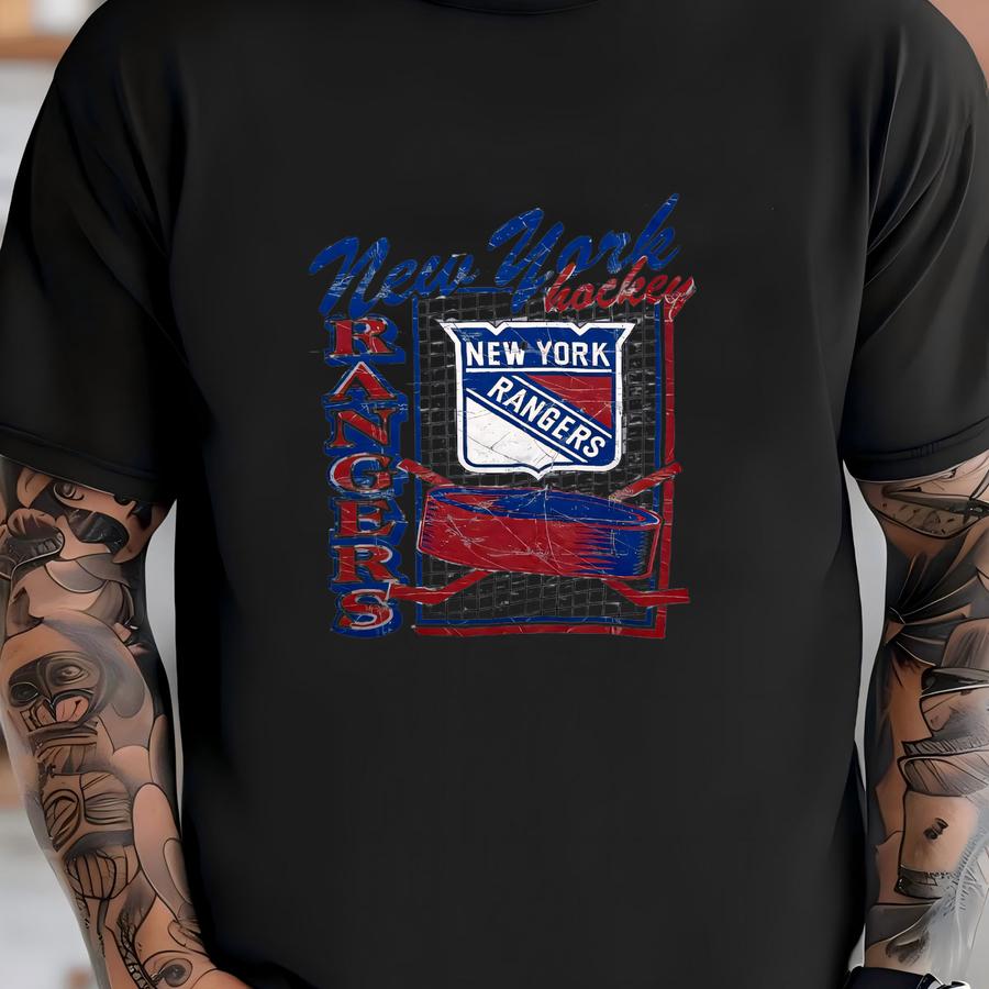 Vintage 1990s New York Rangers Hockey Spell Out Graphic Tee Shirt (size Adult Medium) T-shirt