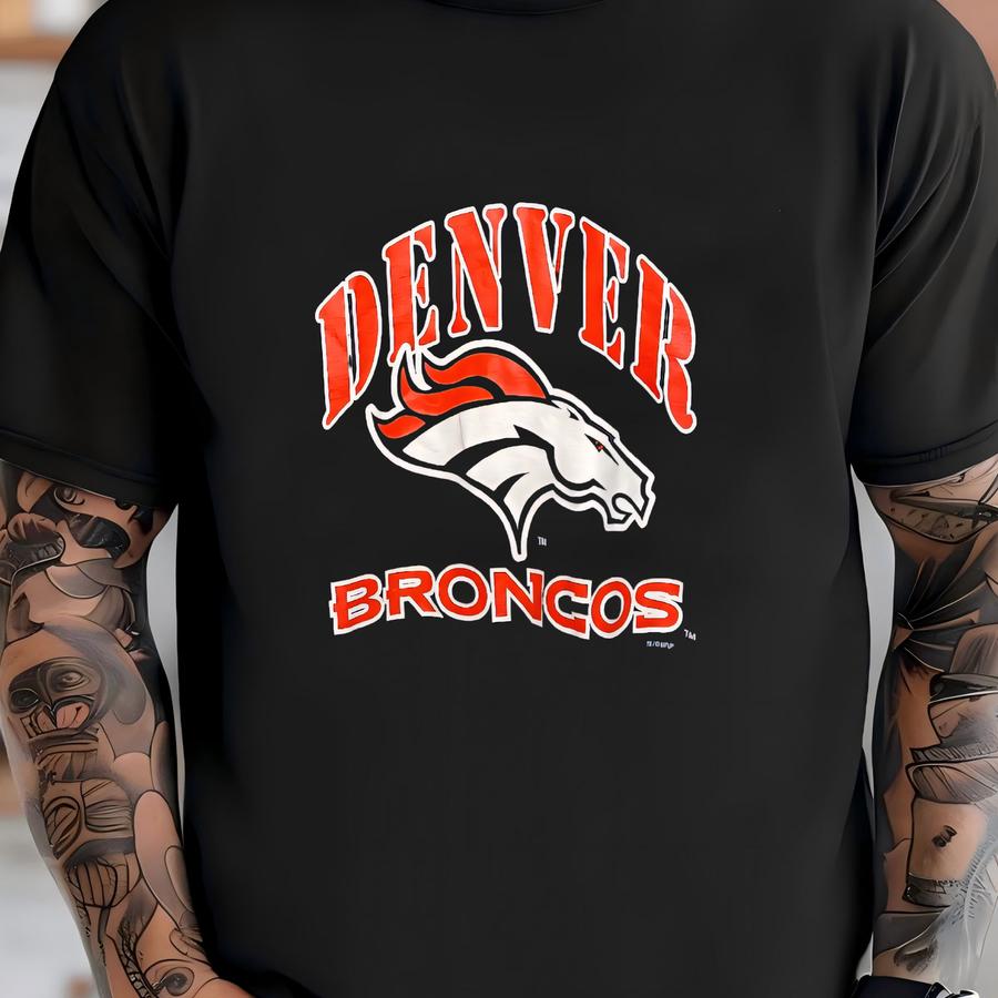 Vintage 1998 Denver Broncos Ed Mccaffrey Wide Receiver Football Jersey Style Graphic Tee Shirt (size Adult Medium) T-shirt