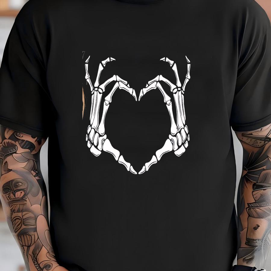 Skeleton Hand Making Heart Shirt, Spooky Halloween Heart Shirt, Scary Halloween Skeleton Shirt, Skeleton Hand Shirt, Halloween Gift T-shirt