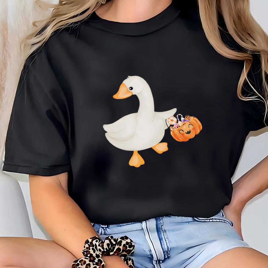 Spooky Goose Halloween Shirt For Pumpkin Patch Matching Fall Family Tshirts Sibling Halloween Tee Funny Halloween Sweatshirt Sill Goose Fall T-shirt
