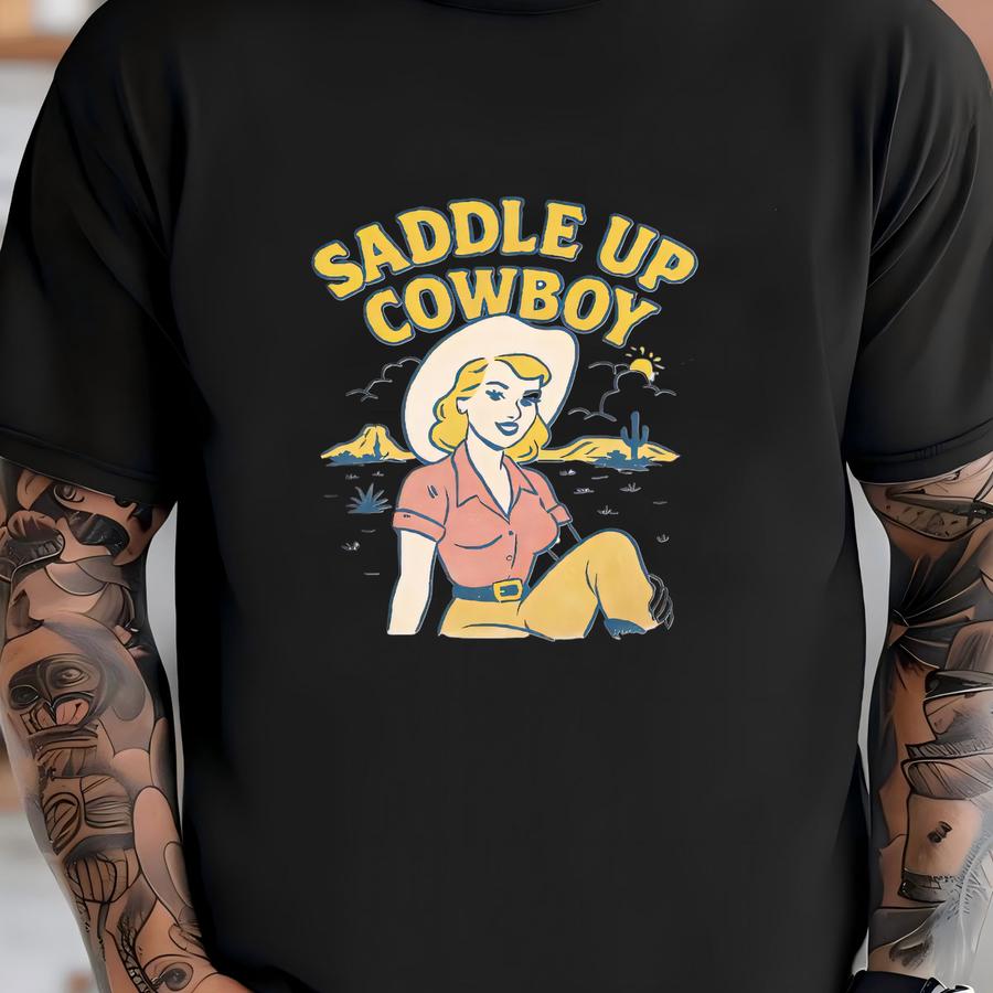 Saddle Up Vintage Cowgirl Shirt, Desert Tee, Western Graphic Tee, Bella Canvas 3001, Cowgirl Aesthetic, Country Concert Outfit, Boho Tee T-shirt