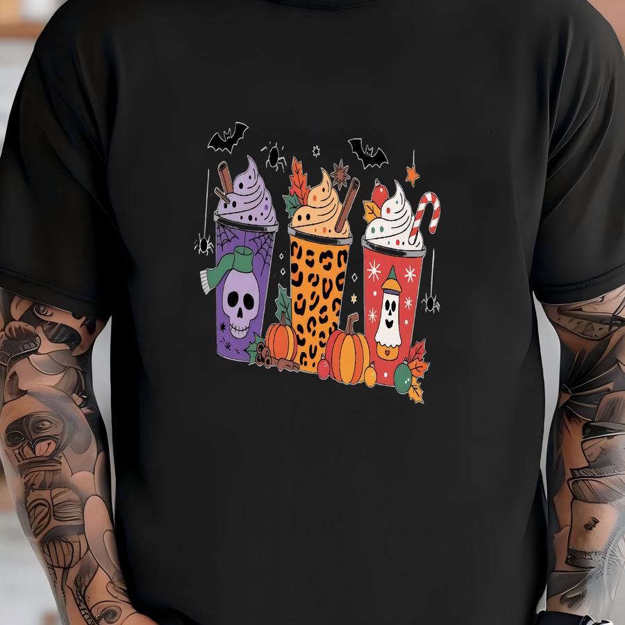 ® Cute Drinks Hallothanksmas Hoodie, Hallothanksmas Girly Shirt, Cute Holiday Women Gift, Girly Halloween Gift T-shirt