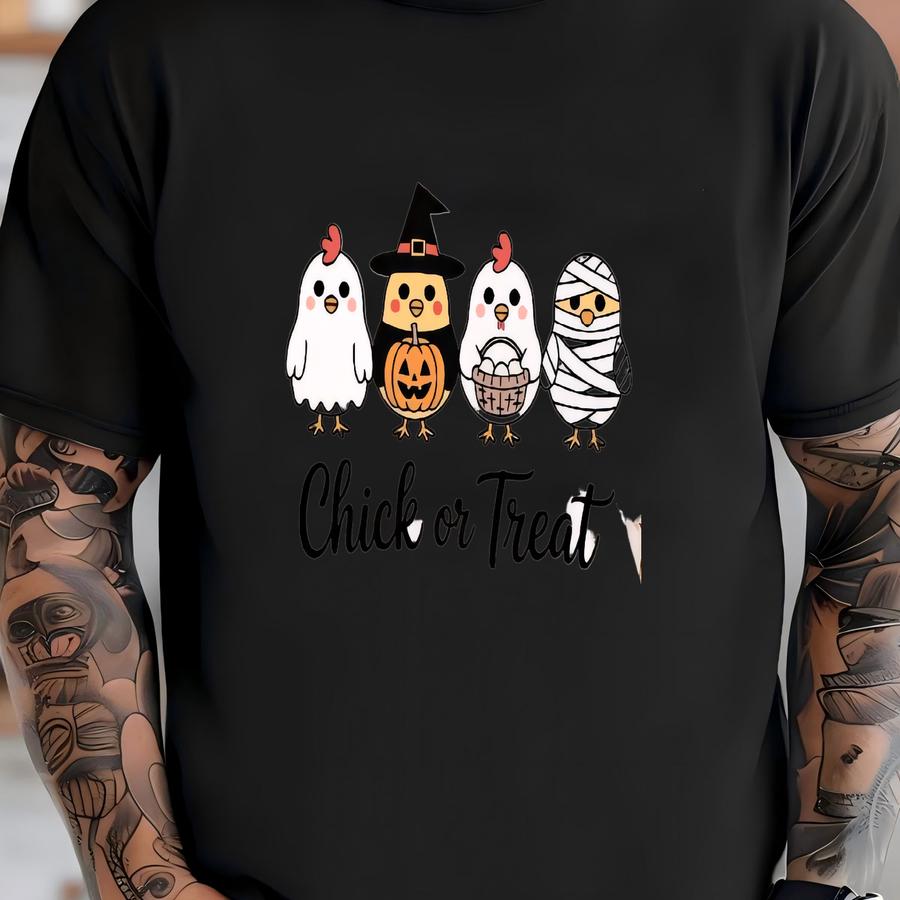 Cute Ghost Chickens Halloween Hoodie, Chick Or Treat Halloween Girly Sweater, Ghost Halloween Shirt, Cute Halloween Women Gift T-shirt