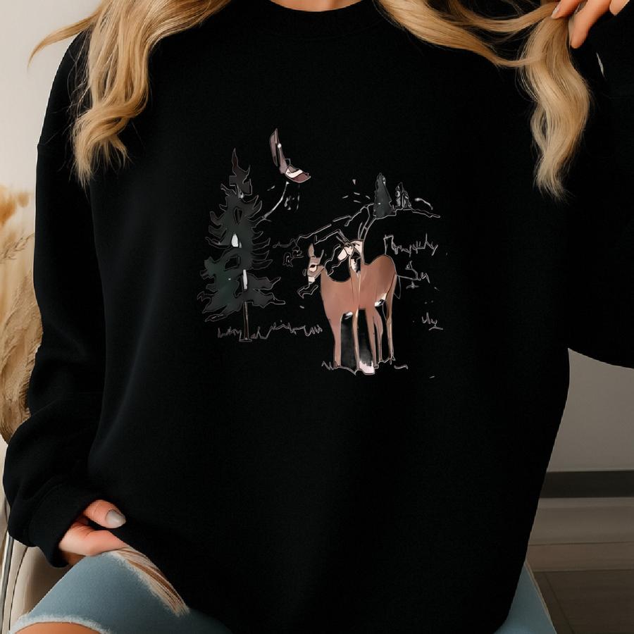 Vintage 1990's Whitetail Deer Dual Layer Collar Pullover Sweatshirt / Large Sweatshirt
