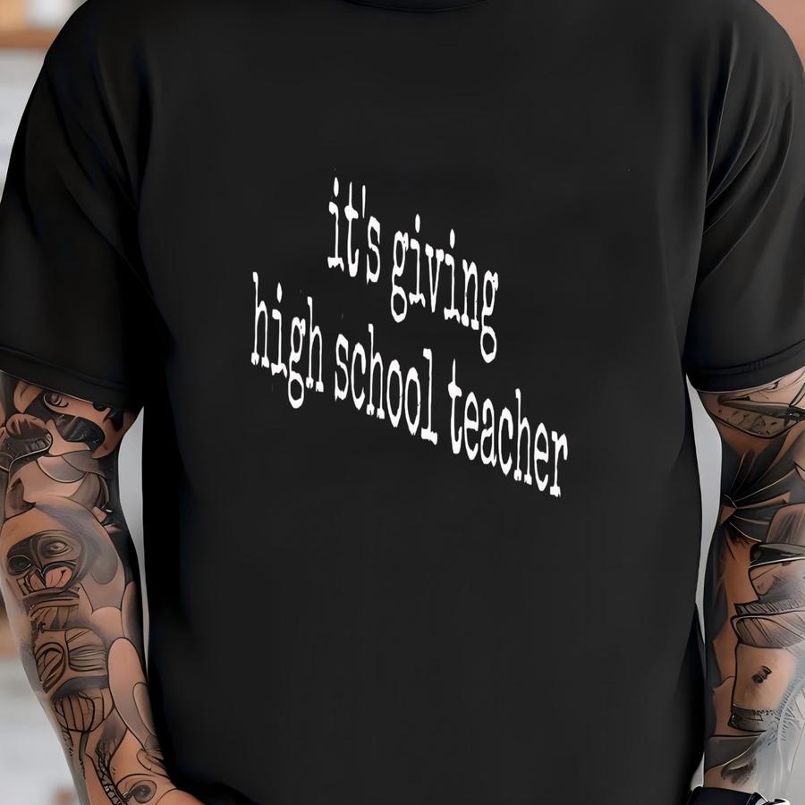 ® It's Giving High School Teacher Hoodie, Funny Secondary Educator Women's Tee, Teacher Gift, Hormone Survivor Graphic Tee T-shirt