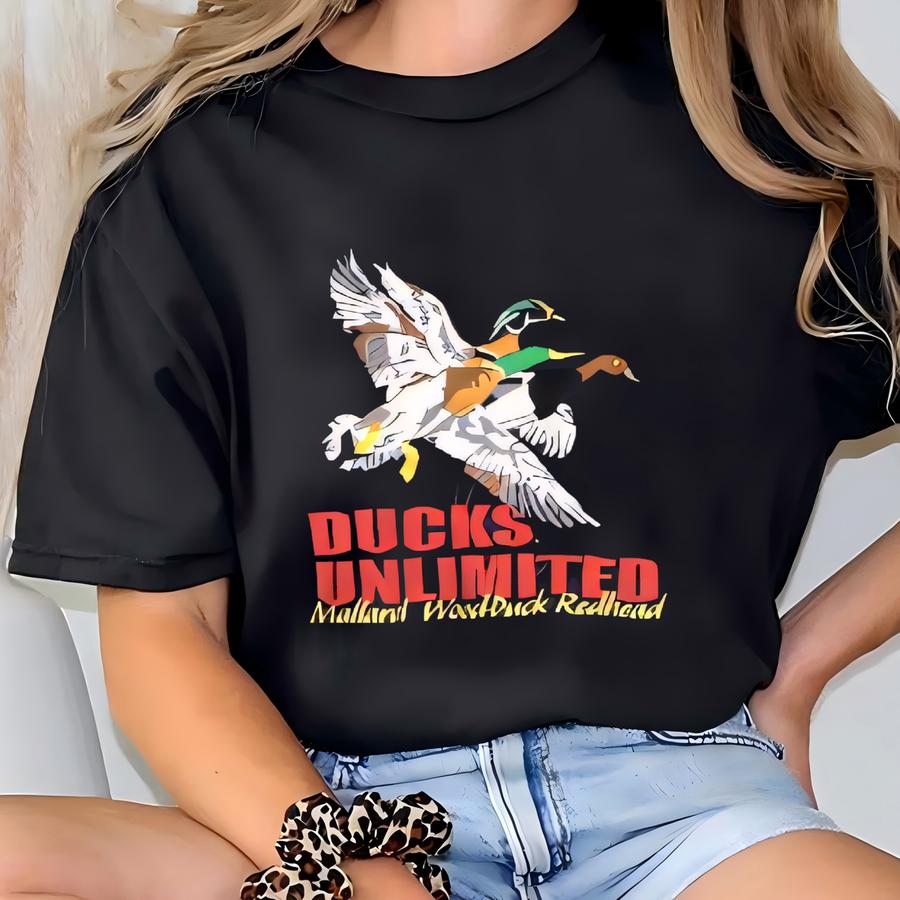 Vintage Mallard Wood Duck Redhead Sweatshirt Aesthetic Preppy Habitat Sweater Ducks Unlimited Wildlife Boxy Crewneck Xl T-shirt