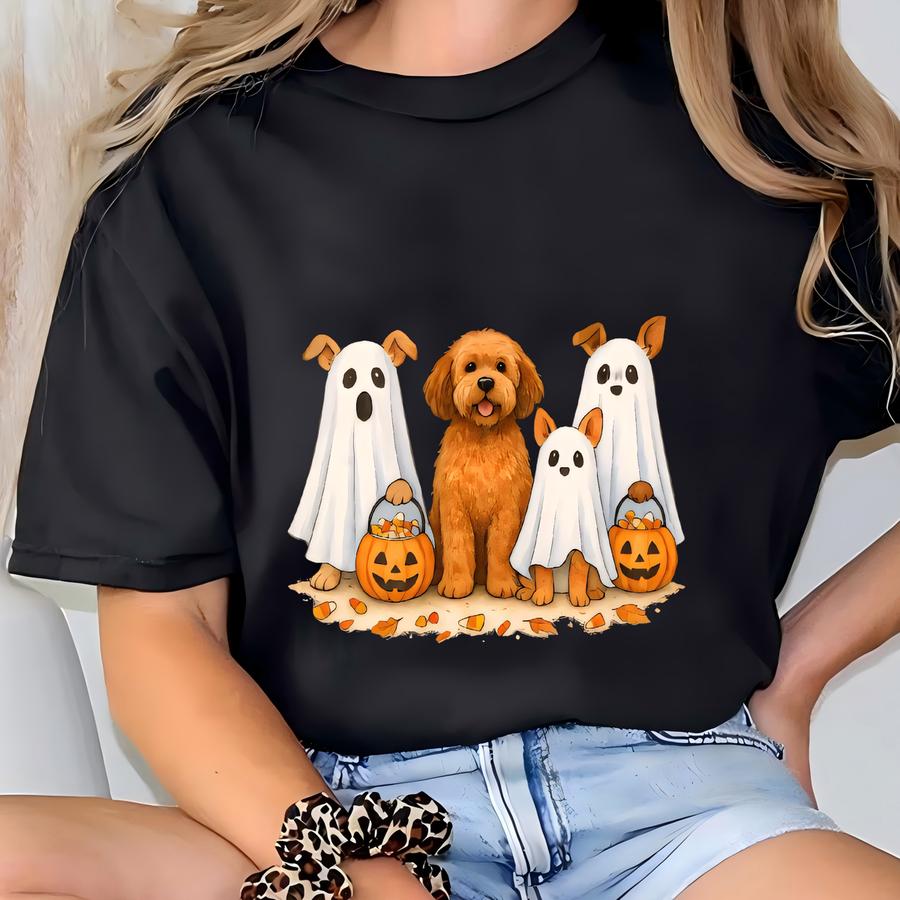 Cute Dog Ghosts Halloween Trick Or Treat Ultra Soft Unisex Shirt, Spooky Pet Youth And Toddler Tee, Funny Costume Top For Dog Lovers T-shirt