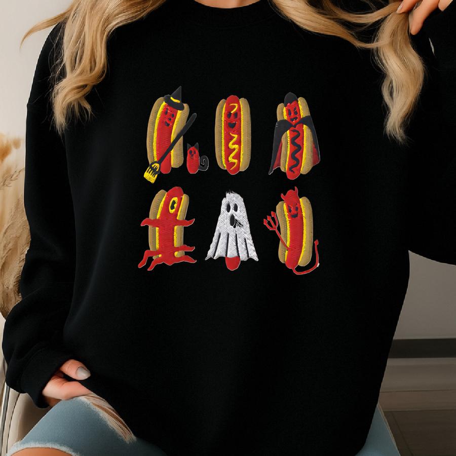 Spooky Hotdog Sweatshirt: Funny Halloween Crewneck Sweatshirt