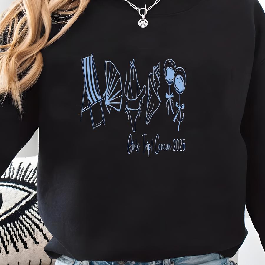 Girls Trip 2025 Sweatshirt: Personalized Miami Beach Vacation Hoodie Sweatshirt