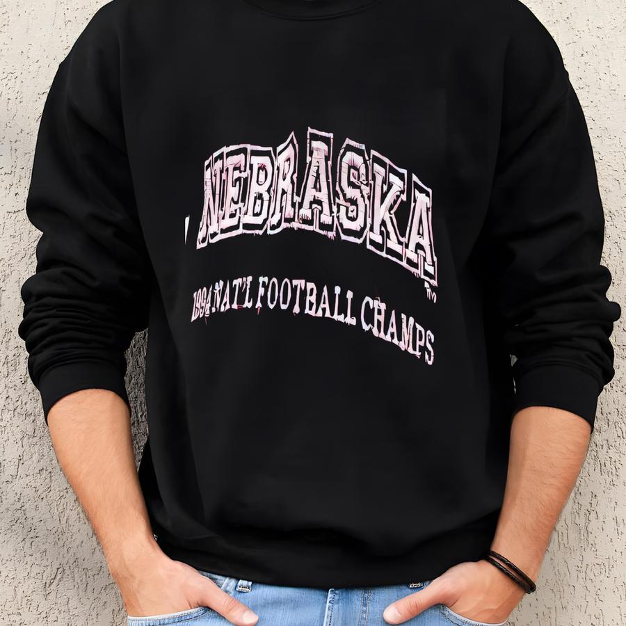 Vintage Nebraska Cornhuskers 1994 National Football Champions Red Strap Visor Sweatshirt