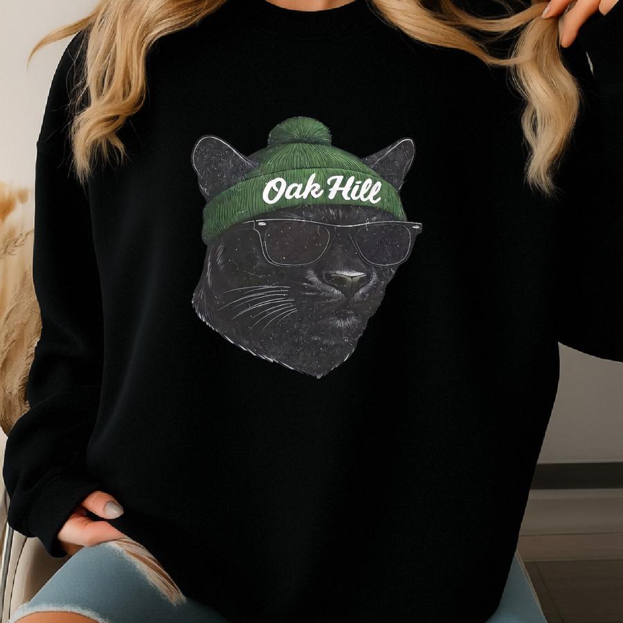 Oak Hill Panthers Crewneck Hooded Sweatshirt, Fall Sports Football Cozy Hoodie, Sweater, Local Sports Casual Wear, Unisex Heavy Sweatshirt