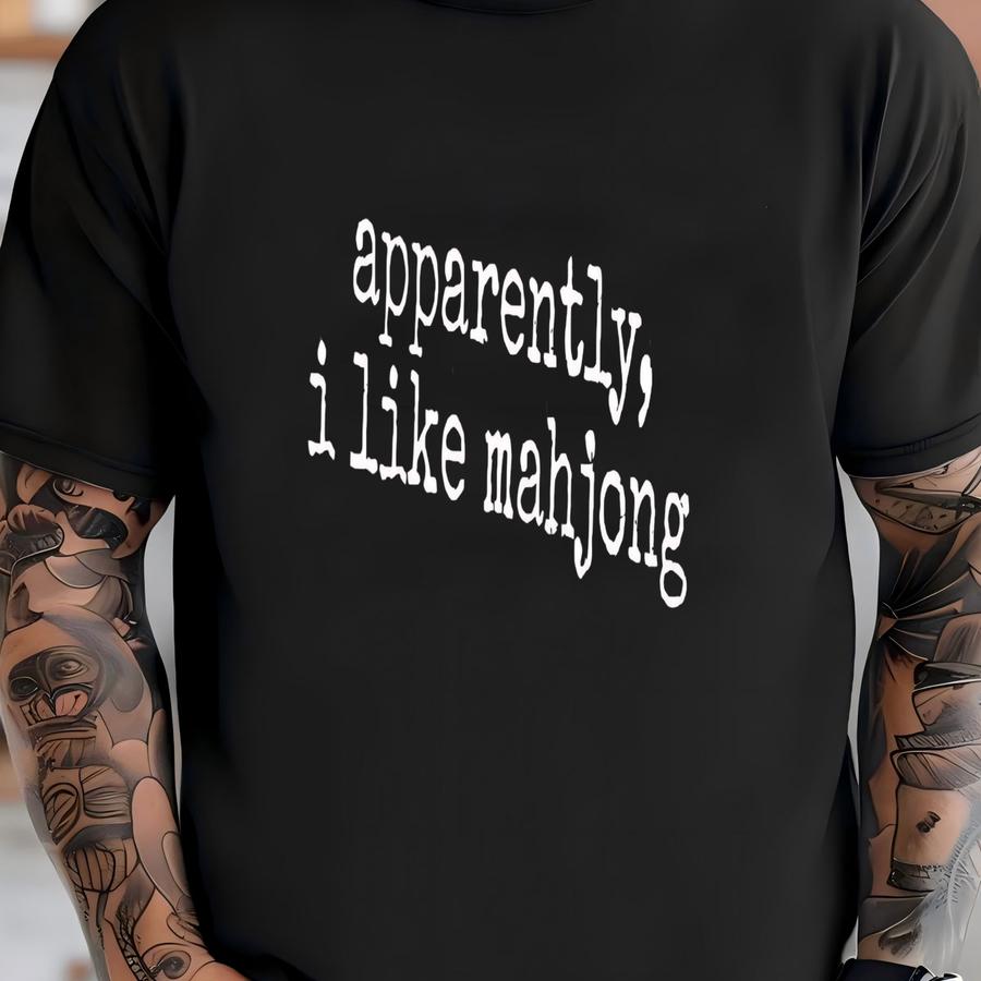 ® Apparently, I Like Mahjong Hoodie, Funny Tile Game Women's Tee, Board Game Gift, Mahjong Player Graphic Tee T-shirt