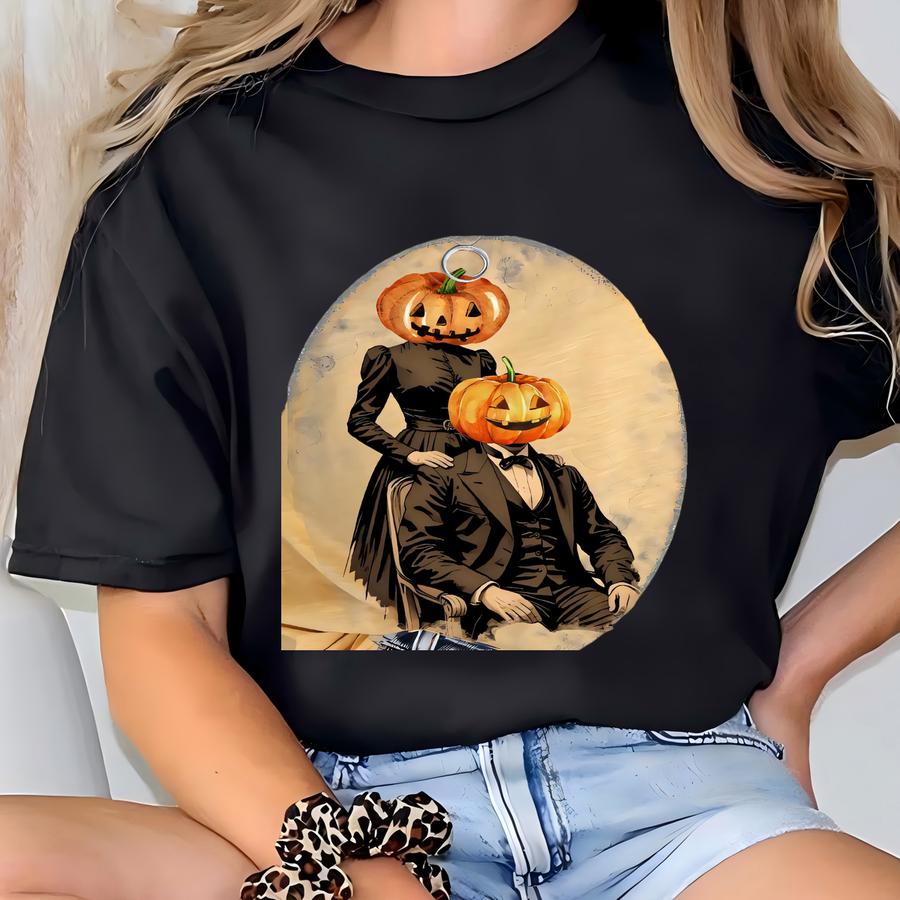 Funny Pumpkin Portrait Halloween Hoodie - Bella Canvas Tee T-shirt
