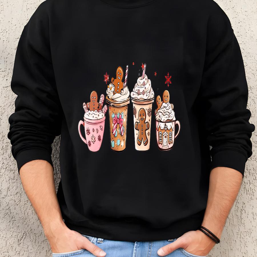 Gingerbread Mug Sweatshirt – Cute Christmas Cocoa Sweater – Holiday Coffee Shirt – Unisex Festive Pullover – Hot Chocolate Gift Tee Sweatshirt