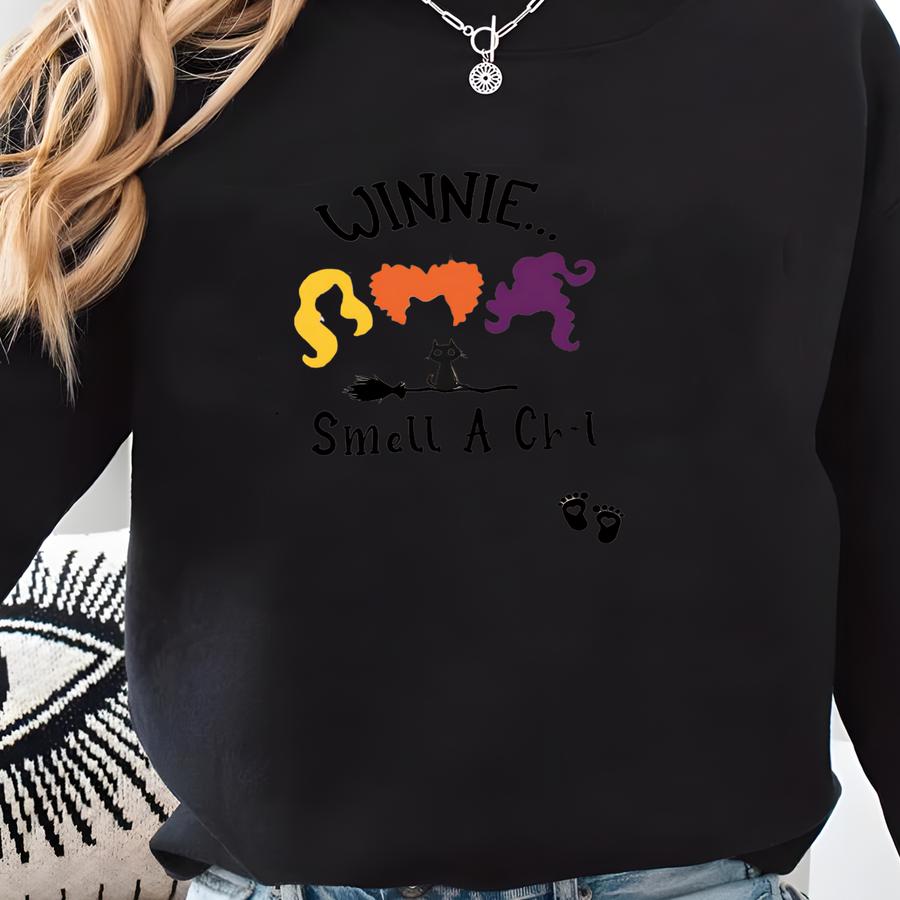 Winnie I Smell A Child Sweatshirt For Halloween Party, Halloween Pregnancy Announcement Shirt, Witchy Pregnant Sweatshirt,pregnancy Reveal Sweatshirt
