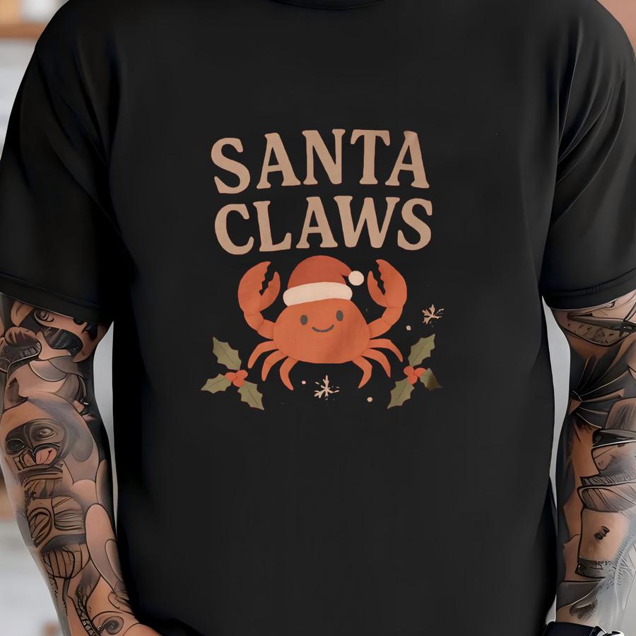 Santa Claws Shirt | Funny Christmas Crab Hoodie | Holiday Pun Tee | Offdanforth Essentials | Gildan 64000 Softstyle T-shirt
