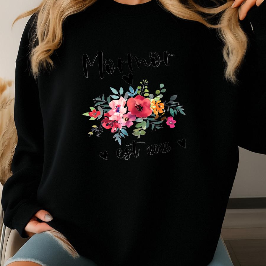 New Mormor Tumbler 40oz, Custom Mormor Tumbler With Handle, Mormor Est Cup, New Grandparents Travel Mug, Gift For Grandma Baby Announcement Sweatshirt