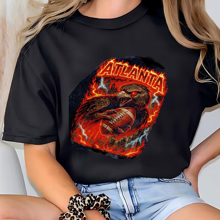 Retro Flame Atlanta Football Washed Y2k Hoodie, Hoodie, Oversized Apparel Sweatshirt, Unisex Shirt, Game Day Gift For Him Gift For Her. T-shirt