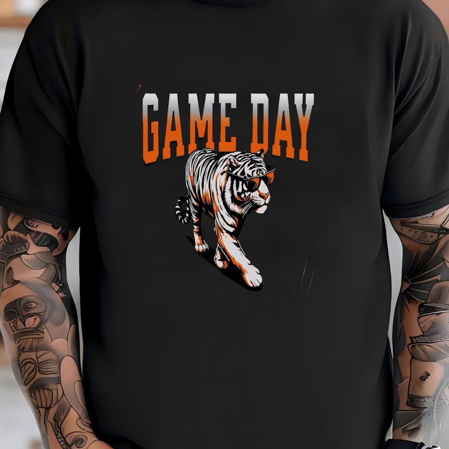 Tigers Team Mascot Shirts, Youth Adult Customized School Spirit Shirts, Personalized T-ball Mom Hoodie, Gradient Game Day T-shirt