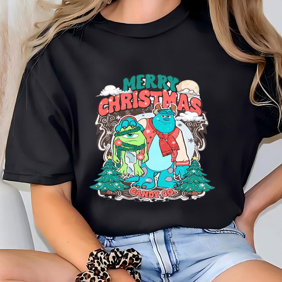 Merry Christmas Monsters Inc Shirt, Monsters Inc Candy Co Hoodie, Mike And Sulley Tee, Christmas Tree Sweater, Land Chrtistmas T-shirt
