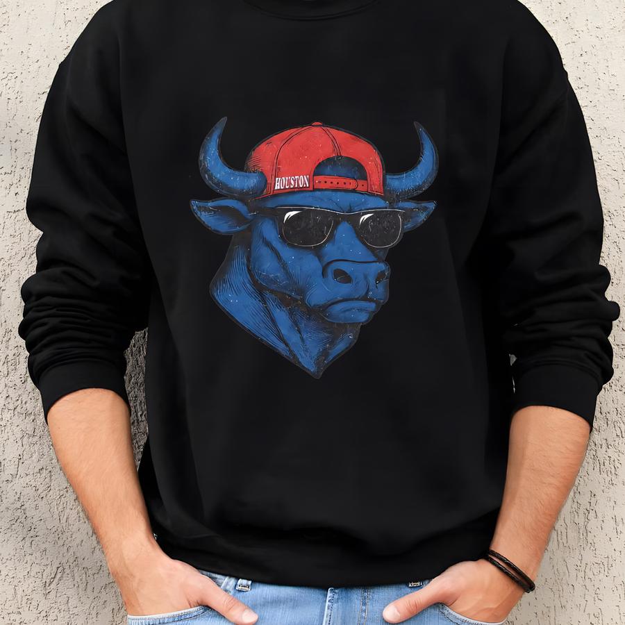 Houston Football Spirit Animal Crewneck Sweatshirt, Retro Texans Apparel, Game Day Gear, Unisex Sweatshirt, Football Fan Gift Sweatshirt