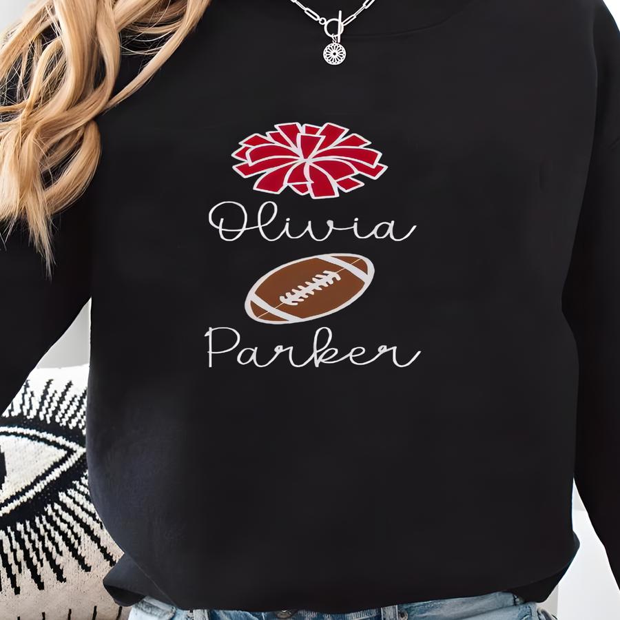 Custom Cheer And Football Gigi Sweatshirt Personalized Grandma Game Day Sweater Gift For Cheerleader Gigi Football Grandma Fan Pullover Sweatshirt