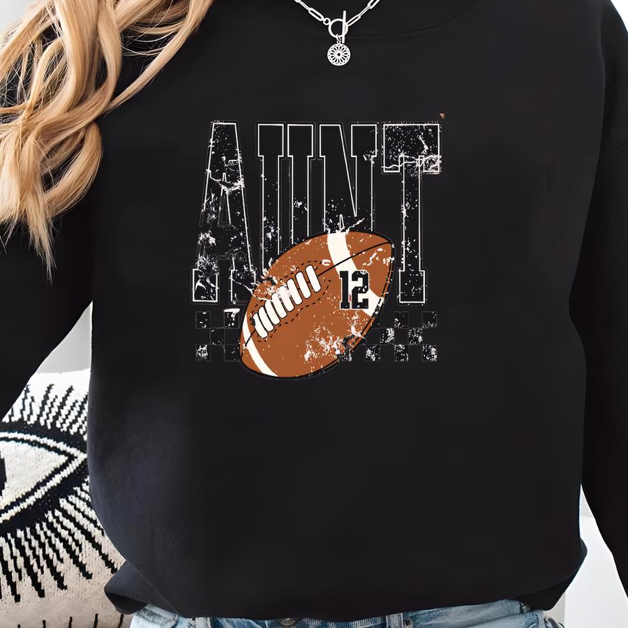 Custom Football Aunt Shirt Auntie Game Day Tee Personalized With Player Number Gift For Proud Aunt Football Game Day Outfit Sweatshirt