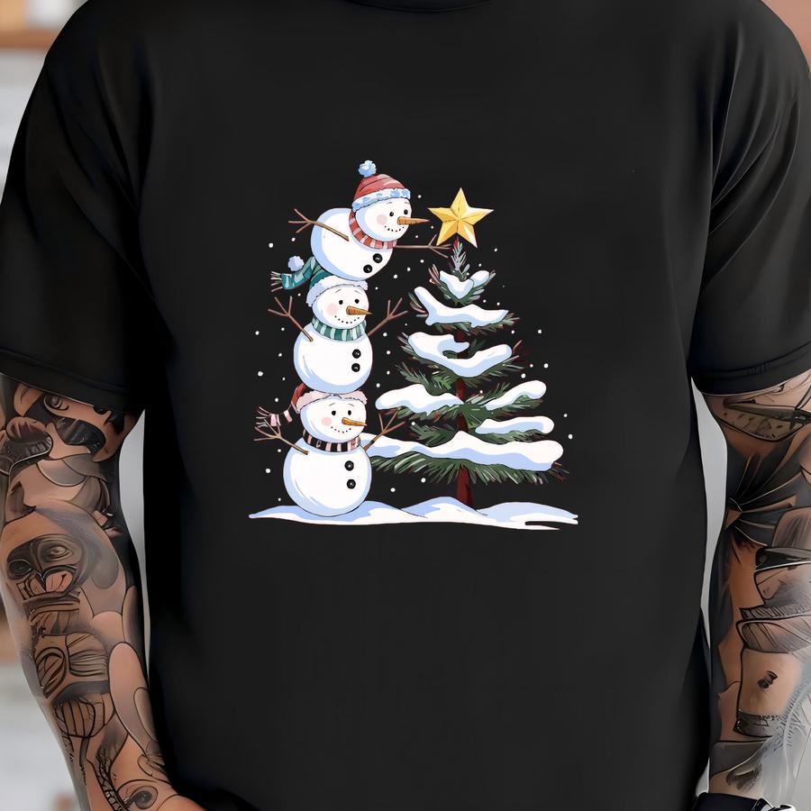 Christmas 2025 Snowman Sweatshirt,cute Snowman And Holly Berry Sweater,frosty Snowman Tee,women Xmas Holiday Gifts,winter Christmas Crewneck T-shirt