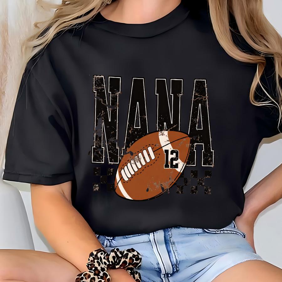 Custom Football Nana Shirt Personalized Game Day Grandma Tee With Player Number Gift For Football Grandma Game Day Shirt T-shirt