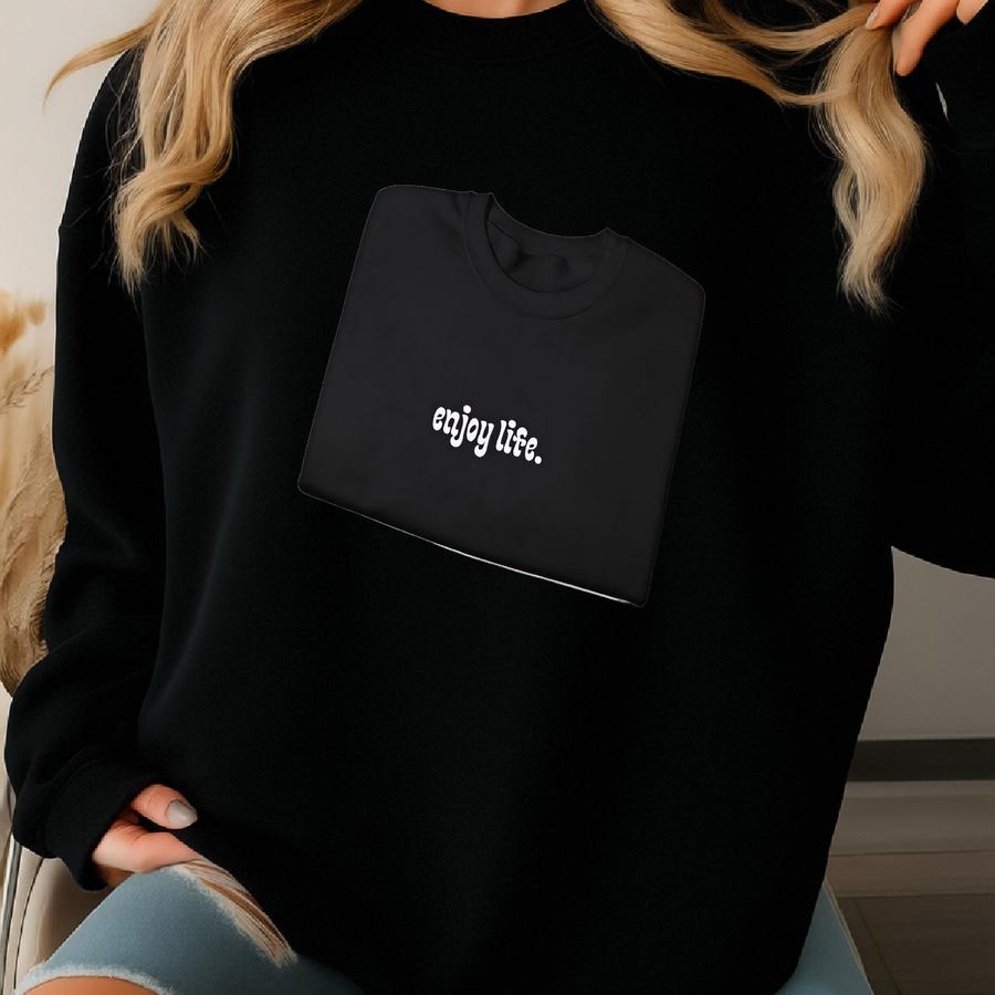 Enjoy Life Crewneck Sweatshirt: Unisex Cotton-blend Cozy Comfort Sweatshirt