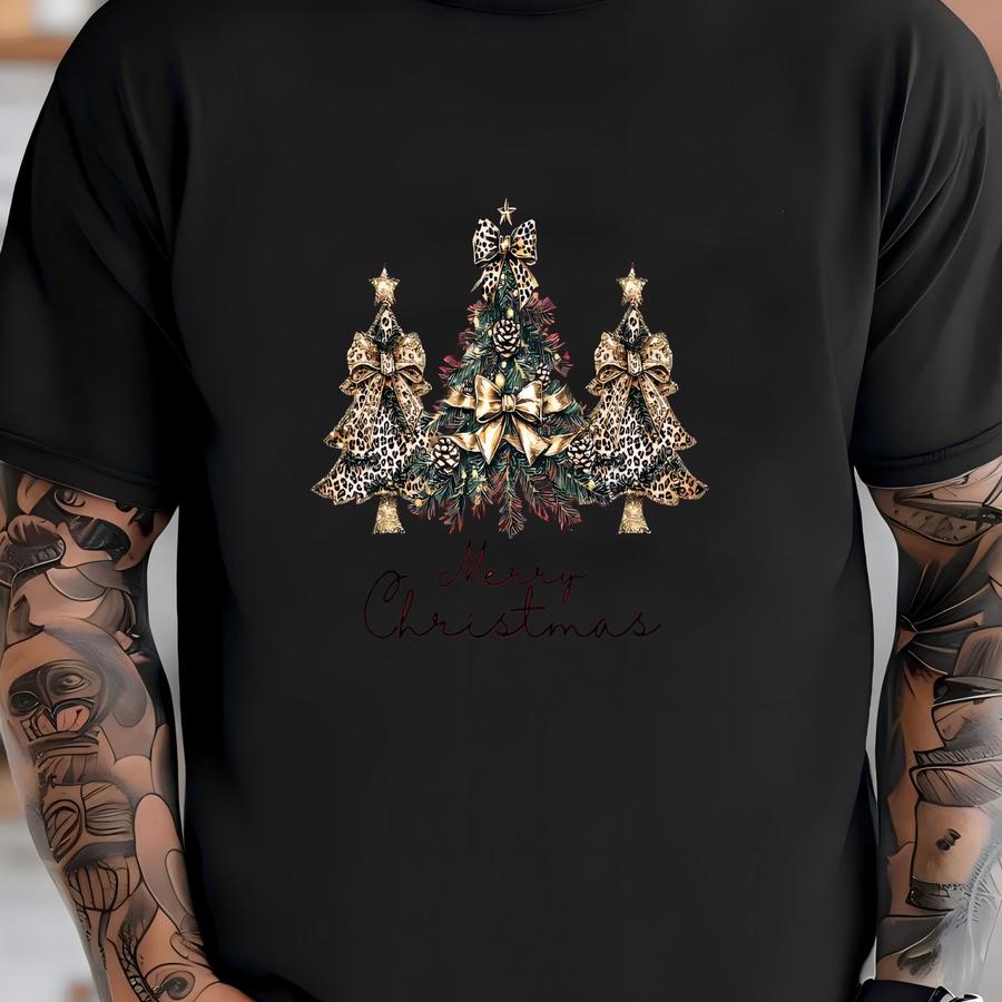 Christmas Sweatshirt,merry Christmas Sweatshirt,christmas Tree Sweatshirt,leopard Christmas Tree Sweatshirt,women' S Christmas Sweatshirt T-shirt