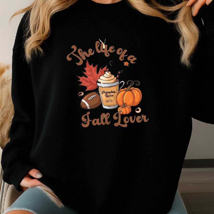 Fall Pumpkin Spice Sweatshirt, Cozy Season Coffee Shirt, Autumn Latte Crewneck, Cute Fall Sweater, Thanksgiving Matching Gift Idea, Game Day Sweatshirt