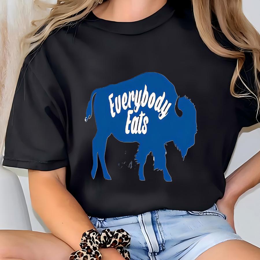 Everybody Eats Est 2024 Classic Buffalo Graphic Dad Cap - Casual Style, Unisex Hat, Perfect For Outdoor Activities, Gift T-shirt