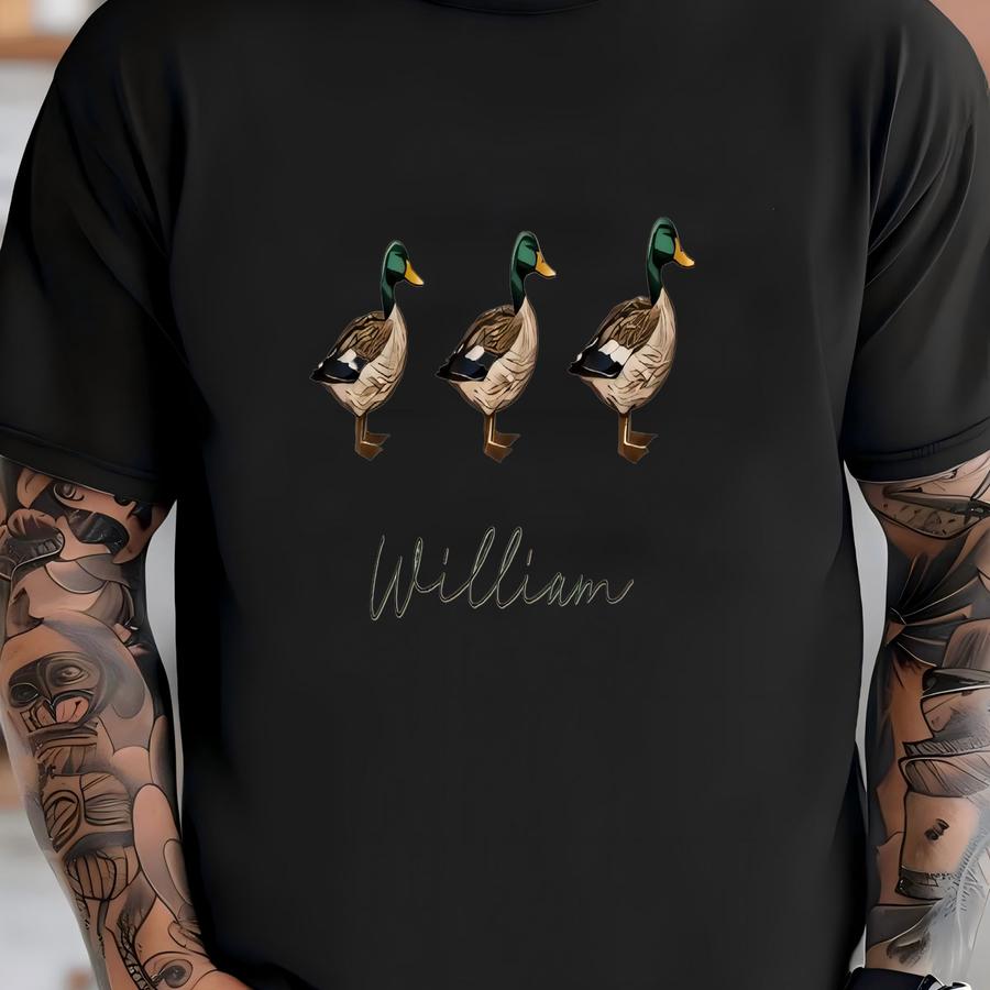 Custom Name Mallard Duck Baby Bodysuit, Personalized Duck Hunting Baby Romper, Baby Shower Newborn Boy Outfit, Gift For Outdoorsman Son T-shirt