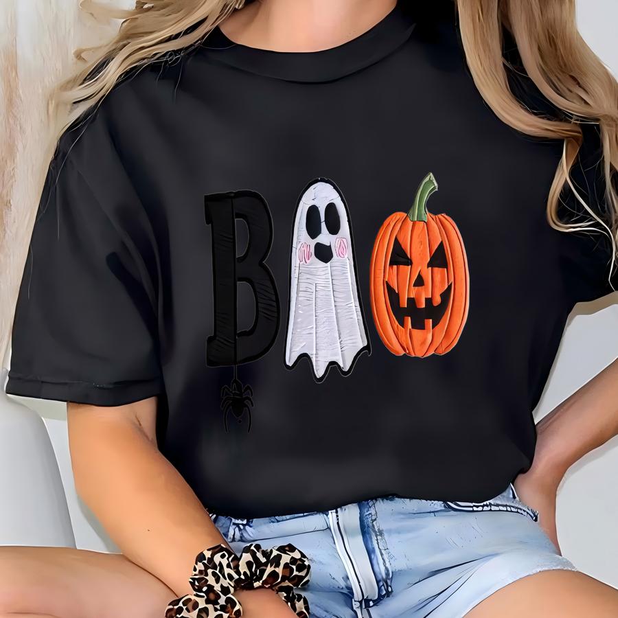 Boo Halloween Youth Sweatshirt, Ghost Pumpkin Sweatshirt, Fall Kids Sweatshirt, Halloween Sweatshirt For Kid, Kids Halloween Tee T-shirt
