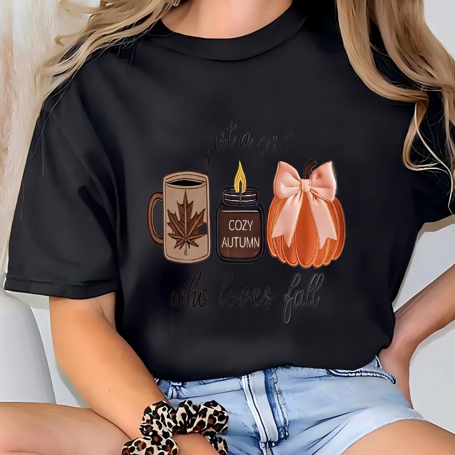 Just A Girl Who Loves Fall Sweatshirt, Pumpkin Spice Sweatshirt, Kids Fall Sweatshirt, Autumn Sweatshirts, Cozy Autumn Shirt T-shirt
