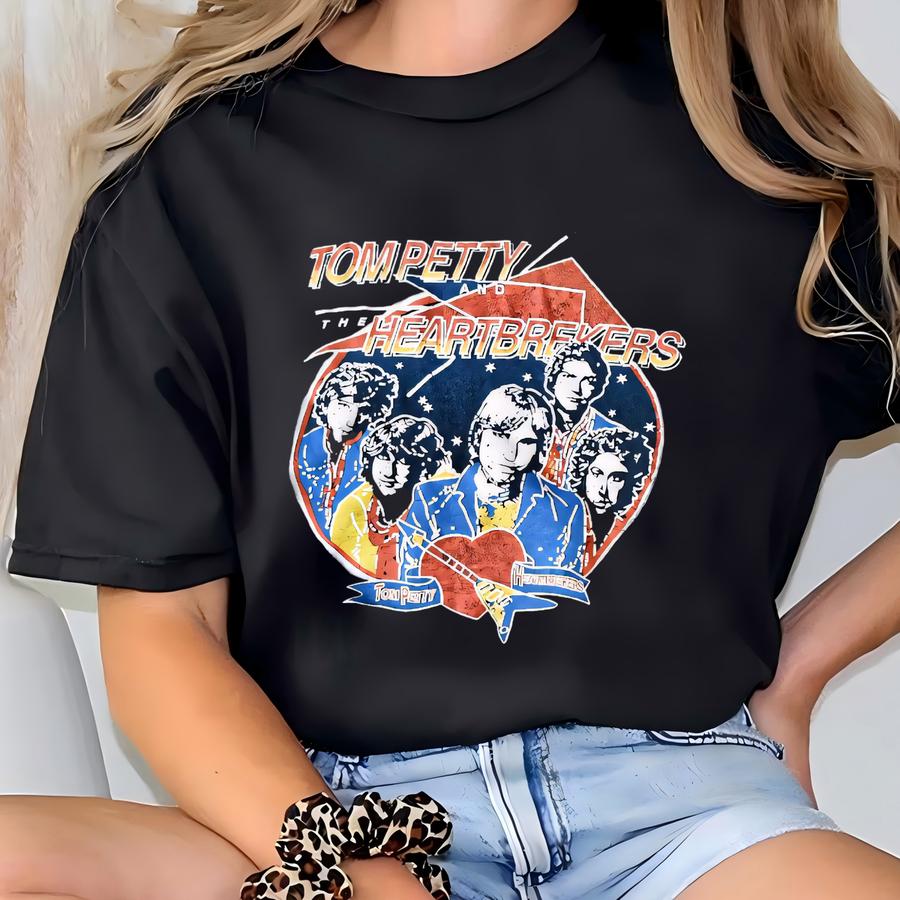 Vtg 80s Tom Petty And The Heartbreakers Graphic Band Tee Hoodie Fantasy Tag L T-shirt