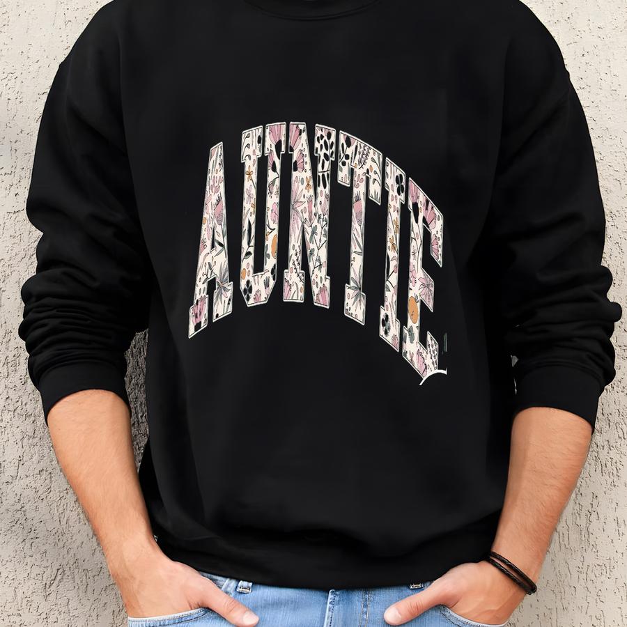 ® Auntie Shirt, Aunt Shirt, Floral Auntie, New Aunt Gift, Pregnancy Announcement, Gift For Aunt, Pregnancy Reveal To Aunt Sweatshirt