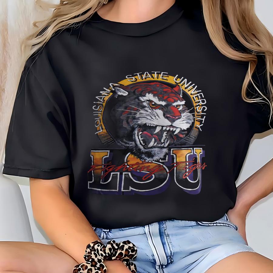 Vintage 00s Tigers Hoodie Tigers Sweatshirt Louisiana State University Tigers Football Sweater Hoodie Jacket Gift Him Her Tee T-shirt
