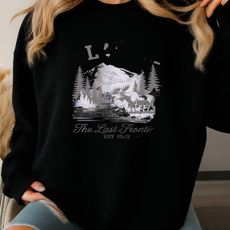 Retro State Of Alaska Moose Wilderness Forest Vintage Style Sweatshirt Unisex Heavy Blend™ Crewneck Sweatshirt Sweatshirt