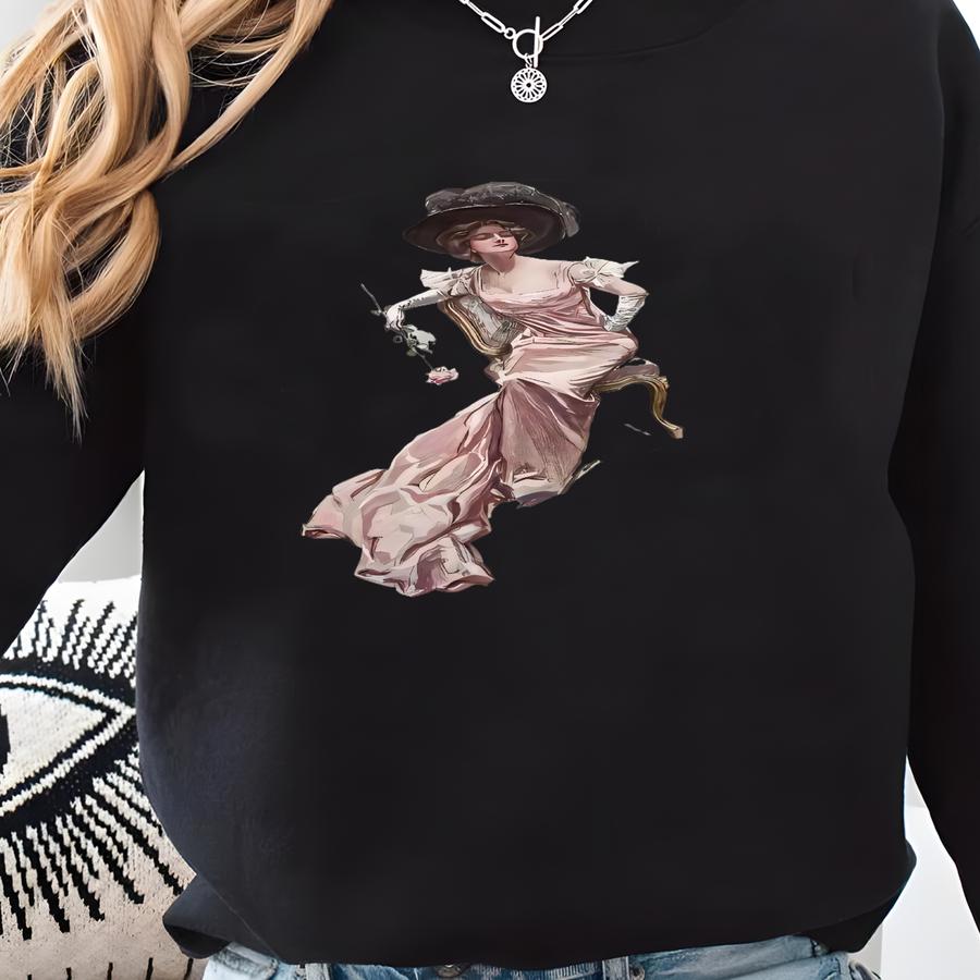 Harrison Fisher Lithographs, American Beauties (1909) | Full-page, Color Illustrations, Art | Antique, Edwardian, Victorian, Vintage Women Sweatshirt