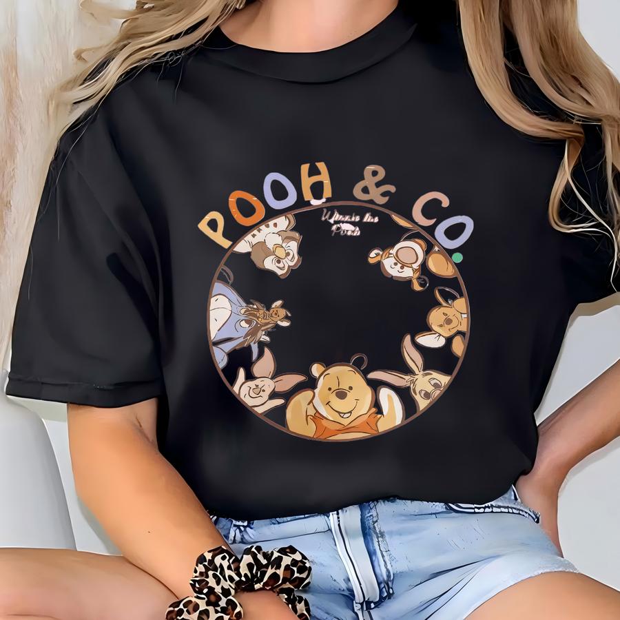 ® Retro And Friends Shirt, Vintage Round Pooh Shirt, Ring Pooh Bear And Co Tee, Eeyore Shirt, Tsf100 T-shirt