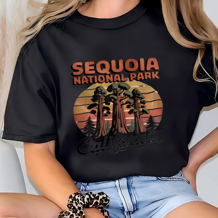 Retro Style Sequoia National Park Shirt Sweatshirt Hoodie, Giant Trees Nature Tee, California Vacation Gift, Outdoors Forest Adventure Wear T-shirt