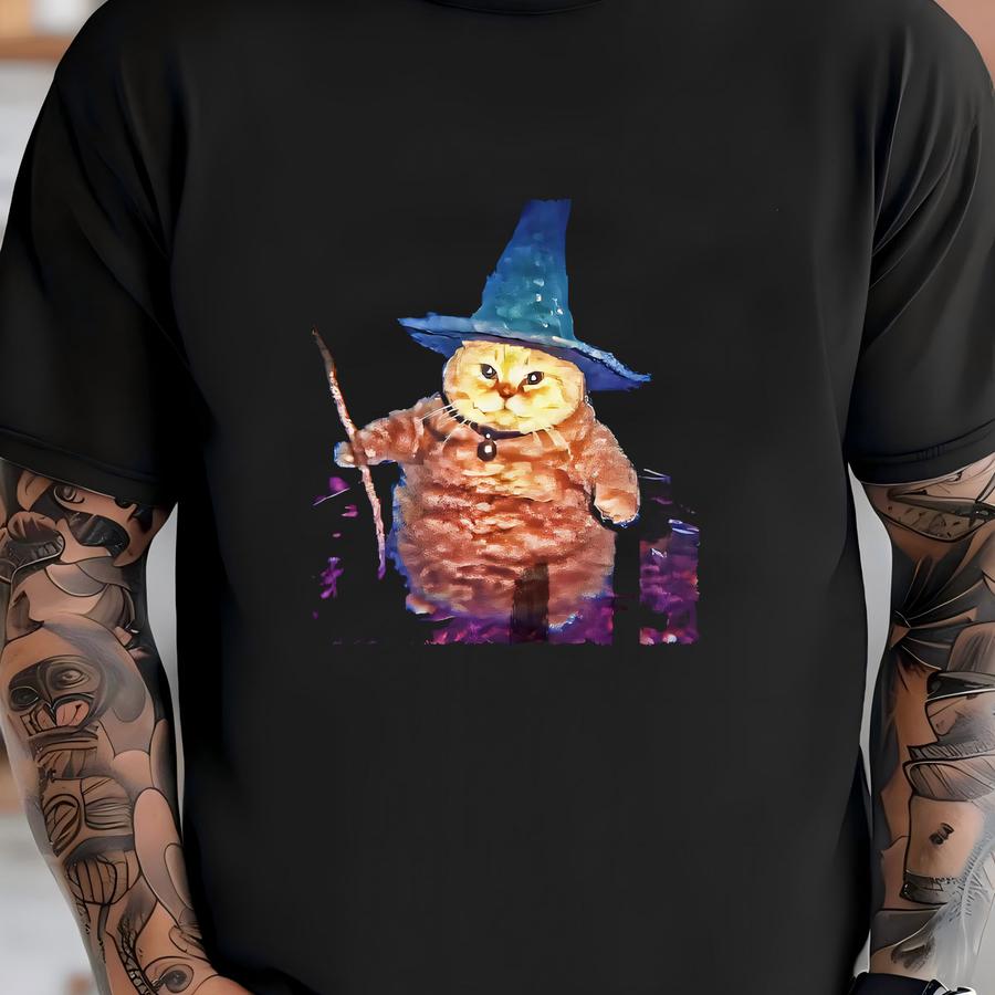 Wizard Cat Weird Funny Halloween Cat Meme Hoodie T-shirt