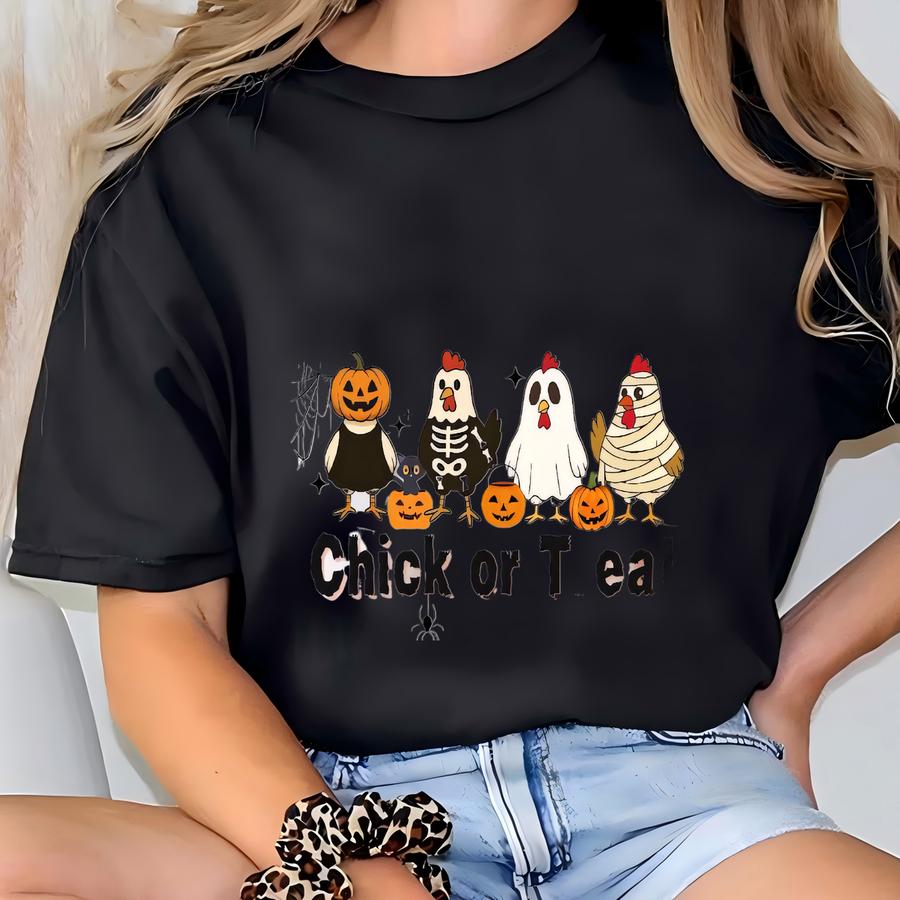 Halloween Shirt, Chicken Shirt, Fall Halloween Chicken Lover Tee, Cute Ghost Shirt, Halloween Gift, Halloween Spooky Shirt T-shirt