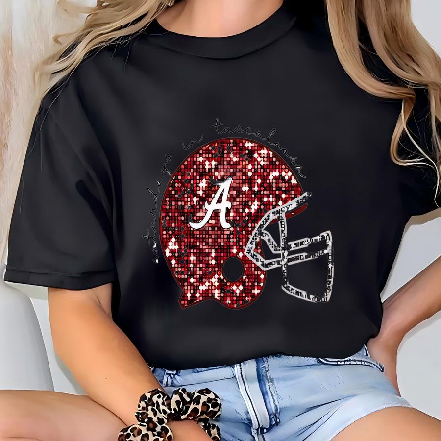 Faux Sequins Football Shirt Or Sweatshirt! Roll , Bling, Saturdays In Tuscaloosa T-shirt