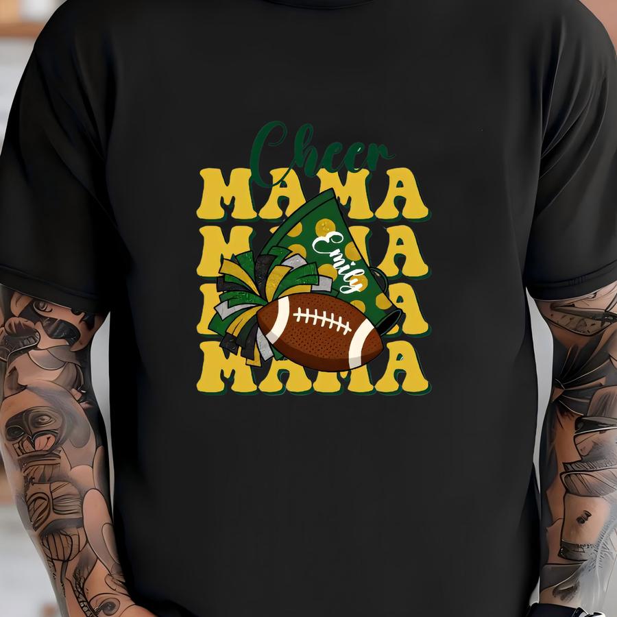 Personalized Cheer Mom Shirt Design Custom Football Season Tee Personalized Top Game Day Apparel Gift For Cheer Mom Spirit Wear Team Colors T-shirt