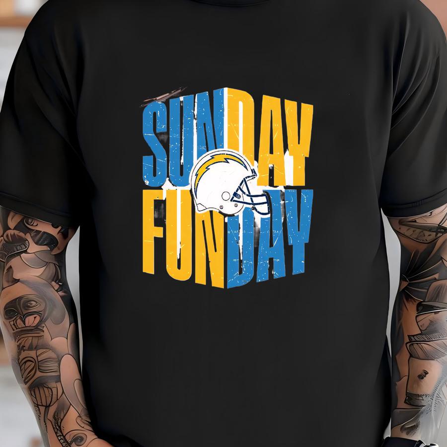 Sunday Funday Football Chargers Unisex Hoodie, La, Ca, Game Day, Over Sized Unisex Tee, , Sports Fan Shirt, Vintage Look T-shirt