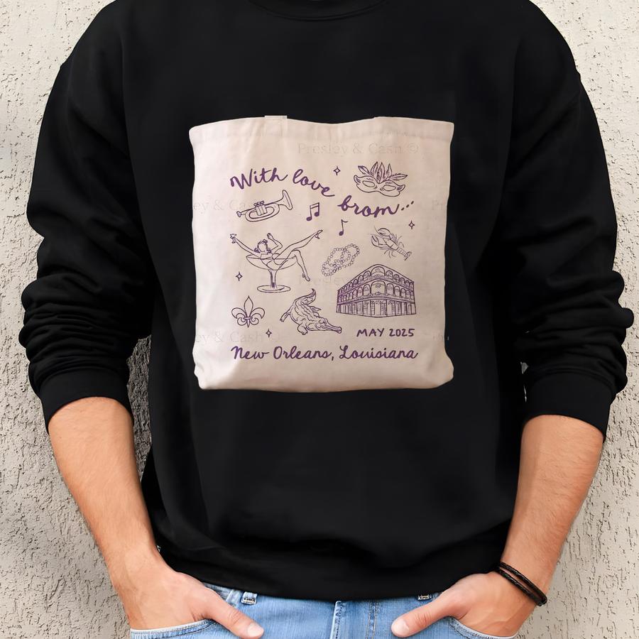 New Orleans Canvas Tees New Orleans Louisiana Bachelorette Gifts Custom Nola Welcomes Louisiana Girls Trip Gifts Canvas Tote Sweatshirt