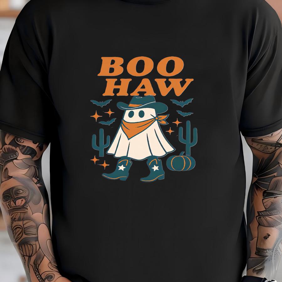 Boo Haw Western Shirt, Halloween Howdy Shirt, Cowgirl Ghost Shirt, Howdy Boo Shirt, Cowgirl Halloween, Cowboy Ghost Shirts, Oversized Tee T-shirt